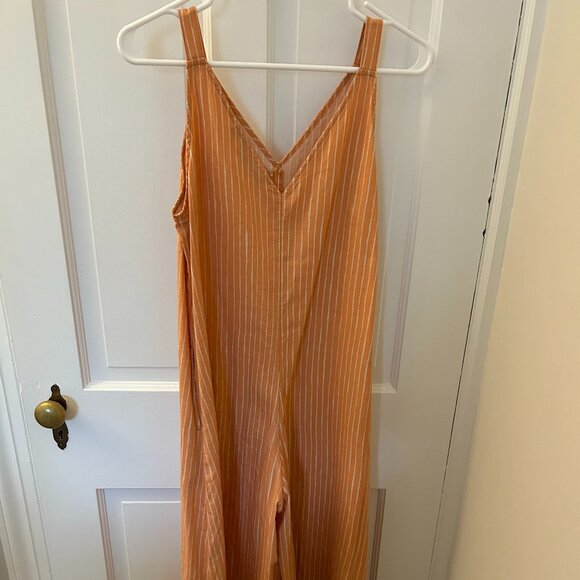 Uniqlo Pants - Uniqlo Marimekko Orange Striped Linen Jumpsuit Size XXS